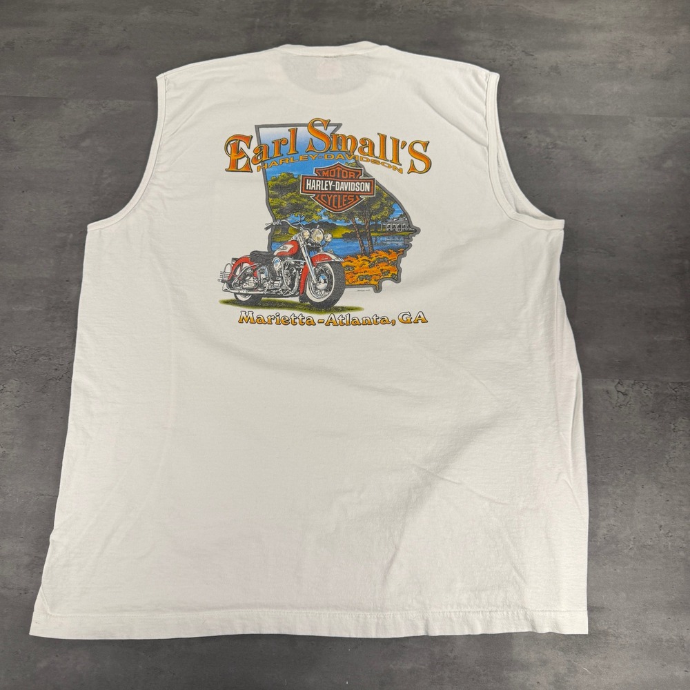 Vintage Harley-Davidson Sleeveless T-Shirt Mens 2XL Earl Smalls Marietta Atlanta